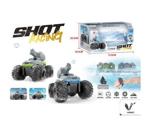 Танк на радіокеруванні LH-C 083-3 (16) 2 кольори, амфібія, акумулятор: 7.4 V, пульт: 2.4 GHz, USB - кабель, водонепроникний корпус, колеса: гума, обертається на 360°, орбізи, пляшка, викрутка, в коробці