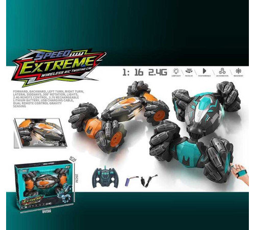 Машина на радіокеруванні YJ 096-2 A (24) 2 кольори, роликові колеса, підсвічування, зміна положення корпуса, USB-кабель, акум. 3.7V, масштаб 1:16, пульт 2.4G + сенсорний браслет, в коробці