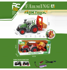 Трактор на радіокеруванні 8688 F (16) 2 кольори, акумулятор - 3.7 V, пульт - 27 MHz, причеп, підсвічування, їде вперед-назад, повертає, USB-кабель, гумові колеса, вантаж, рухомі елементи, в коробці