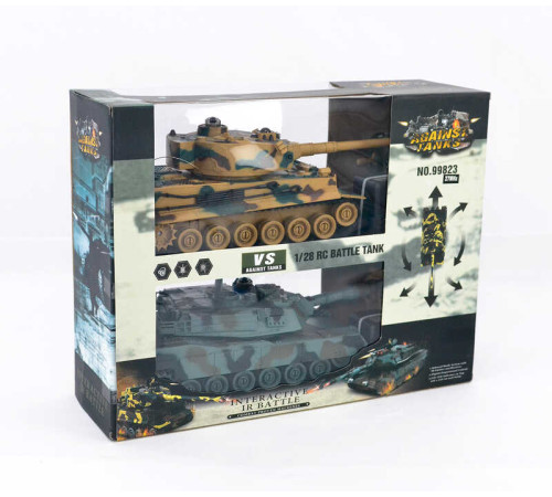 Танковий бій на радіокеруванні 99823 (8/2) 2 танки, акумулятори 4.8 V, пульти 2.4 GMHz, звуки, підсвічування, гумові гусені, рухлива башта, в коробці