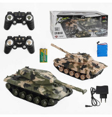 Танковий бій на радіокеруванні HB-DZ 03 (8) світло, звук, 1:32, гусеничний хід, обертання башт на 360°, 2 акум. 4.8V, пульти 40 і 27MHz, в коробці