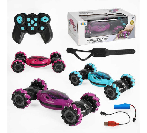 Машина на радіокеруванні 3788-1 (24) трюкова, керування: браслет і пульт, музика, світло, пульт 2.4GHz, акум. 3.7 V, 3 кольори, в коробці, ВИДАЄТЬСЯ ТІЛЬКИ МІКС ВИДІВ