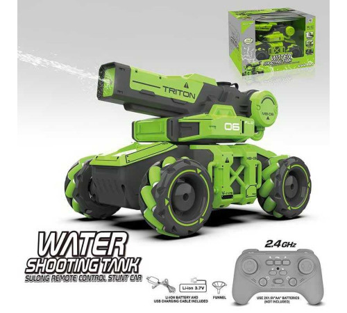 Танк на радіокеруванні SL 8014 A (18) стріляє водою, обертання на 360°, ковзання, пульт 2,4 GHz, акум. 3.7V, USB-кабель, роликові колеса, тріскачка, лійка, в коробці