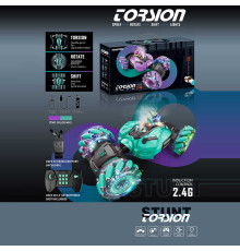 Машина на радіокеруванні XB 1234 (24) 2 кольори, підсвічування, парогенерація, зміна положення корпусу, музика, режим демонстрації, роликові колеса, дрифт, USB кабель, піпетка, пульт 2.4G + сенсорний браслет, акум. 3.7V, в коробці