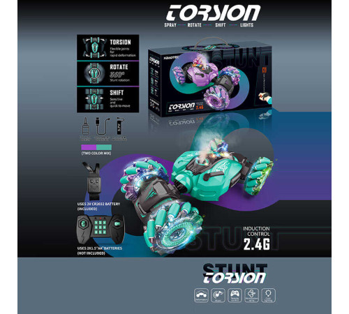 Машина на радіокеруванні XB 1234 (24) 2 кольори, підсвічування, парогенерація, зміна положення корпусу, музика, режим демонстрації, роликові колеса, дрифт, USB кабель, піпетка, пульт 2.4G + сенсорний браслет, акум. 3.7V, в коробці