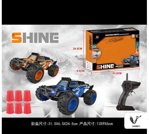 Машина на радіокеруванні LH-C 036 B (24) 2 кольори, вбудований акумулятор, пульт 2.4 GHz, USB - кабель, підсвічування, амортизація, колеса: гума, 6 конусів, в коробці – в наличии! Купите сейчас у KAZKOVA