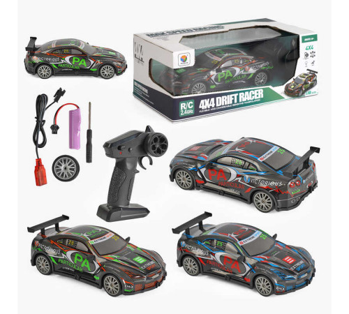 Машинка на радіокеруванні 805-5 A (48) 2 кольори, акумулятор 3.7 V, пульт 2.4 GHz, змінні колеса, гумові шини, підсвічування, викрутка, в коробці