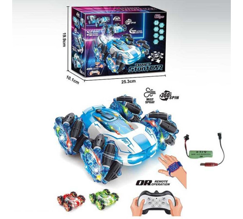 Машина на радіокеруванні HG 4-37 (36/2) 3 кольори, звук, підсвічування, роликові колеса, обертається по колу, парогенератор, пульт 2.4 Ghz + браслет, USB-кабель, в коробці, ВИДАЄТЬСЯ ТІЛЬКИ МІКС ВИДІВ