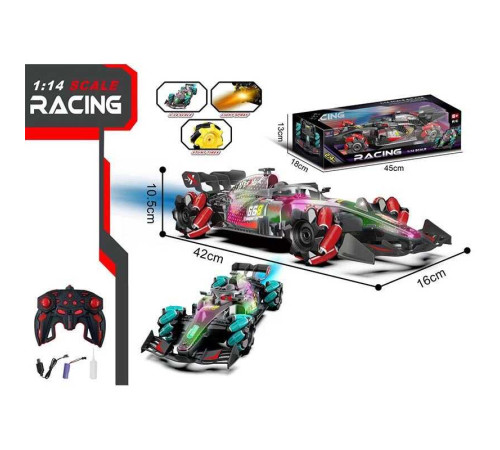 Машина на радіокеруванні YF 668 P36A (24) 2 кольори, масштаб: 1:14, пульт 2.4 GHZ, викрутка, парогенерація, підсвічування, роликові колеса, протиударний корпус, акум. 3.7V, USB-кабель, в коробці