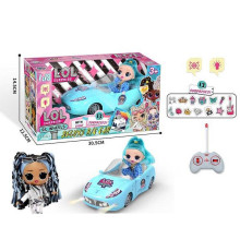 Машина на радіокеруванні 029-5 /6/7 (60) лялька, рухливі кінцівки, прошите волосся, довжина машинки: 23см, масштаб: 1:18, підсвічування фар, на батарейках, пульт 27MHz, наліпки, в коробці