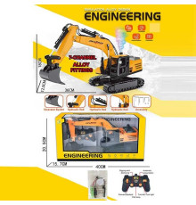 Екскаватор на радіокеруванні 9009 E (24/2) металопластик, гусеничний хід, рухомий ківш, підсвічування, парогенерація, акум. 3.7V, USB-кабель, викрутка, пульт 49 MHz, тріскачка, обертається платформа, в коробці