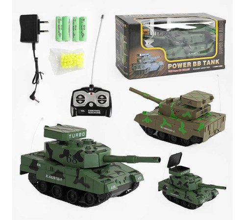 Танк на радіокеруванні 3881 A (36/2) 2 кольори, стріляє пульками 6мм, пульт 27MHz, гусеничний хід, 4 батарейки АА, блок для заряджання, в коробці