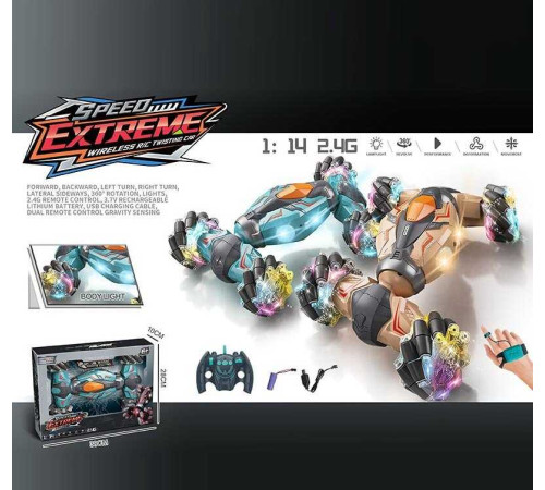 Машина на радіокеруванні YJ 098-3 A (24) 2 види, браслет+пульт, акум. 3,7 V, 4х4, звук, підсвічування, пульт 2,4 GHz, в коробці