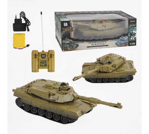 Танк на радіокеруванні 99812 (12) звук, підсвічування, акумулятор 4.8V, пульт 27 Mhz, зарядний пристрій, башта обертається, гумові гусені, в коробці