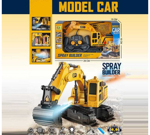 Екскаватор на радіокеруванні 955-226 (36/2) гусеничний хід, акумулятор 3.7 V, USB кабель, парогенерація, підсвічування, рухомий ківш, в коробці