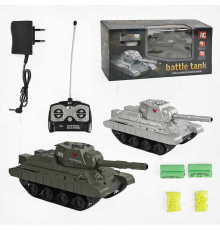 Танк на радіокеруванні 3886 A (24/2) 2 кольори, стріляє пульками, звукові ефекти, пульт 27MHz, гусеничний хід, 4 батарейки АА, блок для заряджання, в коробці
