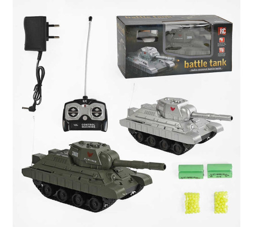 Танк на радіокеруванні 3886 A (24/2) 2 кольори, стріляє пульками, звукові ефекти, пульт 27MHz, гусеничний хід, 4 батарейки АА, блок для заряджання, в коробці