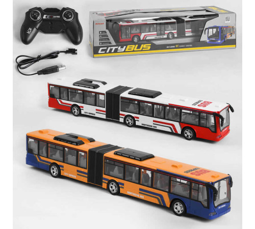Автобус на радіокеруванні 666-676 NA (24) "Міський транспорт", 2 види, акумулятор 3.7V, управління 2.4GHz, підсвічування фар, в коробці