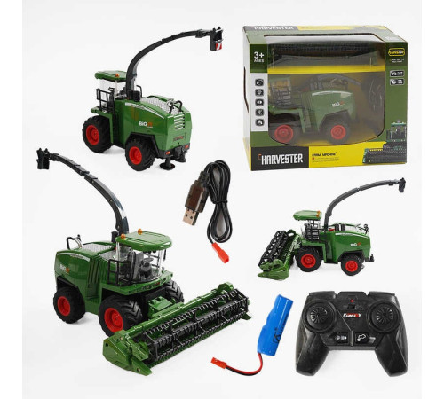 Комбайн на радіокеруванні 6605 (16) підсвічування, звук, акумулятор 3.7V, пульт 2.4GHz, USB-кабель, гумові колеса, парогенератор, масштаб 1:24, в коробці