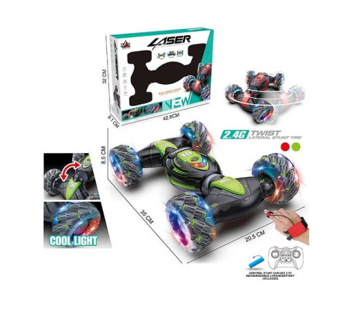 Машина на радіокеруванні RQ 3044 (16) акумулятор 3.7 V, пульт 2,4 G, браслет, роликові колеса, підсвічування, трансформація корпусу, мелодія, в коробці