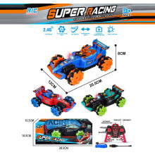 Машина на радіокеруванні 555-705 A (36/2) 3 кольори, підсвічування, обертається на 360°, рух з боку в бік, роликові колеса, демо режим, 4х4, акумулятор 3.7V, пульт 2.4G, в коробці, ВИДАЄТЬСЯ ТІЛЬКИ МІКС ВИДІВ