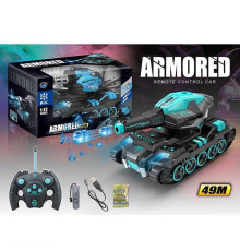 Танк на радіокеруванні 999 D-2 (24) 2 кольори, підсвічування, акумулятор 3.7 V, пульт 49 MHz, стріляє орбізами, орбізи, дріт для підзаряджання, в коробці