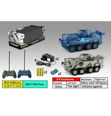 Танковий бій на радіокеруванні 333 ZJ 11 (16) 2 танки, світло, звукові ефекти, імітація стрільби, гумові колеса, башти обертаються, в коробці