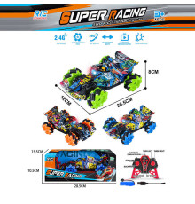 Машина на радіокеруванні 555-712 A (36/2) 3 кольори, підсвічування, обертається на 360°, рух з боку в бік, роликові колеса, демо режим, 4х4, акумулятор 3.7V, пульт 2.4G, в коробці, ВИДАЄТЬСЯ ТІЛЬКИ МІКС ВИДІВ