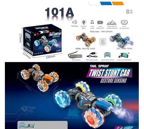 Машина на радіокеруванні CV 8818-101 A (36) 2 види, акумулятор: 3.7 V, пульт: 2.4 GHz, браслет: 2.4 GHz, 4WD, оберт: 360°, зміна положення корпусу, парогенерація, підсвічування, звуки, музика, роликові колеса, USB-кабель, в коробці – в наличии! Купите сейчас у KAZKOVA