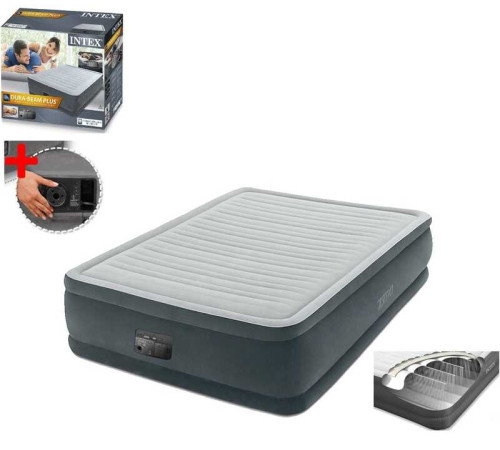 Intex Велюр матрац комфорт квін 64414 NP (2) двоспальний, вбудований насос, розмір 203х152х46 см