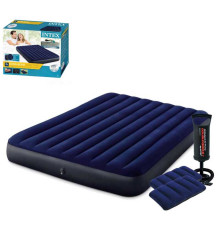 Intex Надувний матрац 64765 (3) "Квін" двомісний, 152х203х25см, 2 подушки, з ручним насосом, в коробці