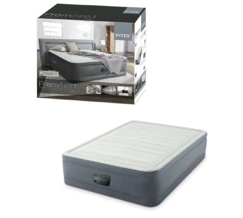 Intex Велюр матрац 64906 ND (2) 152х203х46см, вбудований електронасос, двоспальний