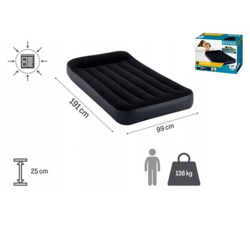 Intex Велюр матрац 64141 (4) розмір 191х99х25 см, односпальна, з підголівником