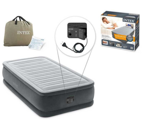 Intex Велюр матрац 64412 NP (3) односпальний, з вбудованим насосом 220-240V, в коробці