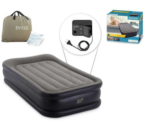 Intex Велюр матрац 64132 NP (3) розмір 99х191х42 см, вбудований електронасос 220V, односпальний