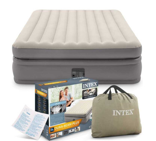 Intex Велюр матрац 64164 NP (1) розмір 152х203х51 см, вбудований електронасос 220V, двоспальний