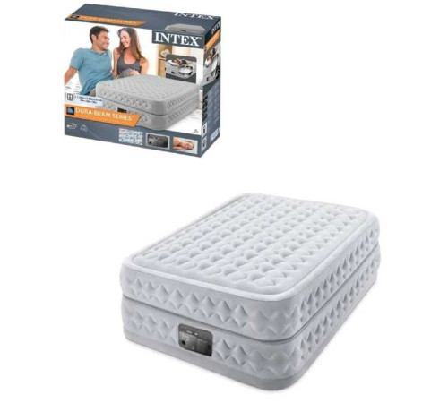 Intex Велюр матрац 64490 ND (1) 152х203х51см, вбудований електронасос, двоспальний