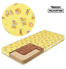 гр Матрац кокос - поролон - полікотон "Малютка2" Сліди ведмедики "(1) - 11122238 колір жовтий "Homefort"