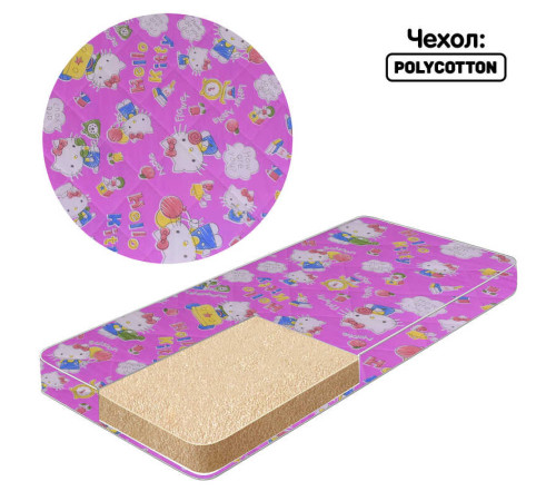 гр Матрац поролон - полікотон "Малютка 3" 111233 Kitty "- колір рожевий (1) - "Homefort"