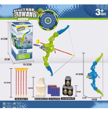 Лук 316-1 (48/2) стріляє стрілами з присосками та м’якими патронами, 5 стріл, 10 патронів, мішені, тримач для стріл, в коробці