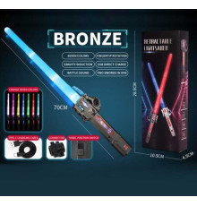 Меч C 575-23 A Bronze (72) 70 см, підсвічування, звуки, USB type-C кабель, зміна кольорів, беззвучний режим, реагує на рух, в коробці