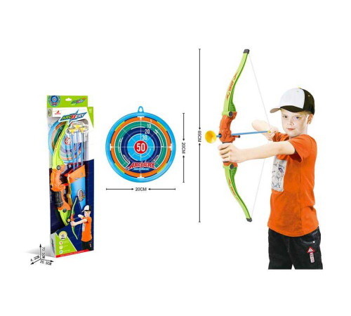 Лук 6032 (48/2) довжина 65 см, футляр для стріл, мішень, 3 стріли з присосками, в коробці