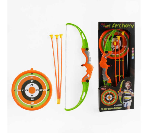 Лук 668-002 (32/2) висота 62см, мішень, 3 стріли з присосками, в коробці – в наличии! Купите сейчас у KAZKOVA