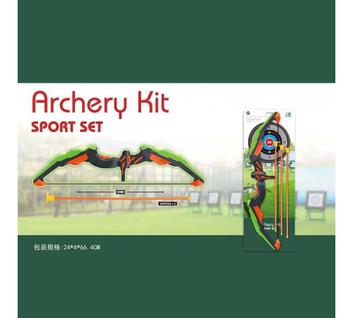 Лук 988-670 D (24/2) 3 стріли на присосках, підсвічування, на батарейках, довжина лука 62 см, картонна мішень, на листі