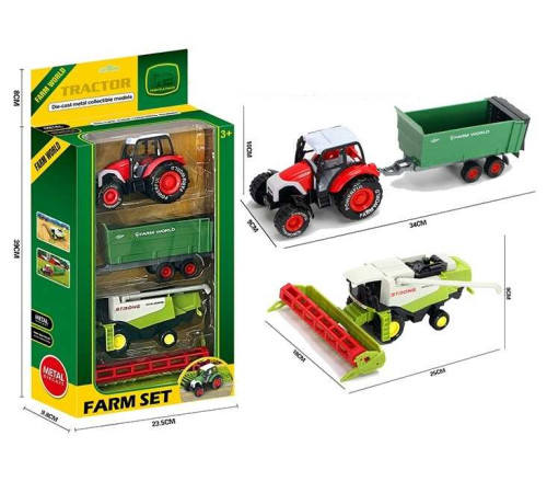 Набір спецтехніки 955-241 (24/2) металопластик, трактор+комбайн, навісне обладнання, знімний причіп, в коробці – в наличии! Купите сейчас у KAZKOVA