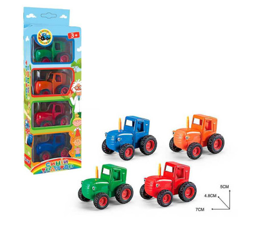 Набір тракторів 56238 (144/2) "Синій Трактор", 4шт, металопластик, в коробці – в наличии! Купите сейчас у KAZKOVA