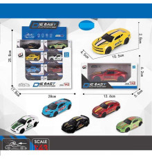 Набір машин QZ 43 I (16/2) ЦІНА ЗА 24 ШТУКИ В БЛОЦІ, 6 видів, "Перегоновий автомобіль", металопластик, інерція