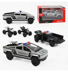 Машинка C 2469 (32) 2 види, “Поліція”, металопластик, інерція, звуки, підсвічування, масштаб 1:24, відчиняються двері та капот, 2 режими роботи, квадроцикл, в коробці