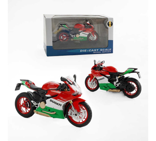 Мотоцикл металопластиковий M 12-18 B (48/2) звуки, підсвічування, гумові шини, рухливі елементи, підставка, в коробці