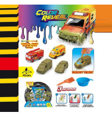 Набір машин SK-X 12 (72) 4 машинки, металопластик, змінюють колір, черпак, піпетка, на листі